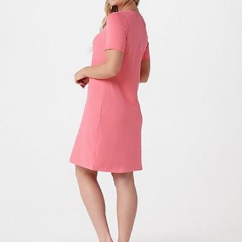 Denim & Co French Terry Short-Sleeve Dress 5195 - Picture 2 of 4
